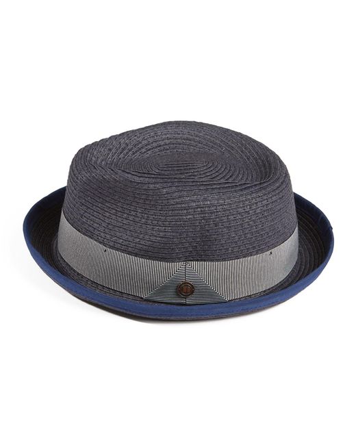 Dasmarca Hats Blue Dasmarca Andy Short Brim Trilby Retro Summer Skimpy Brim Straw Braided Hat for men