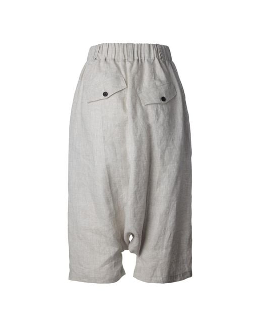 Jana Coshè Gray Neutrals Natural Linen Harem Pants With Relaxed Drop Crotch Fit