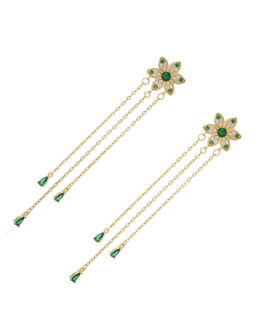 Ebru Jewelry Metallic Blossom Glow Emerald Drop Earrings