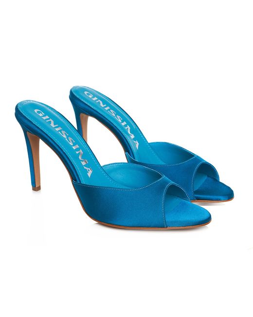 Ginissima Blue Vicky Satin, Round Toe, Petrol