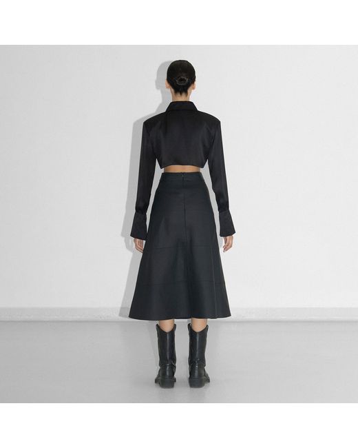 Vestiaire d'un Oiseau Libre Blue Leather Midi Skirt