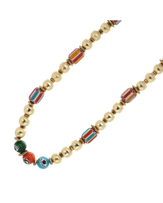 Ebru Jewelry Metallic Colorful Evil Eye Beaded Choker Summer Necklace