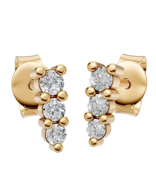 Aya Fine Jewelry Metallic 0.06 Ctw Round Lab Diamond Drop Stud Earrings