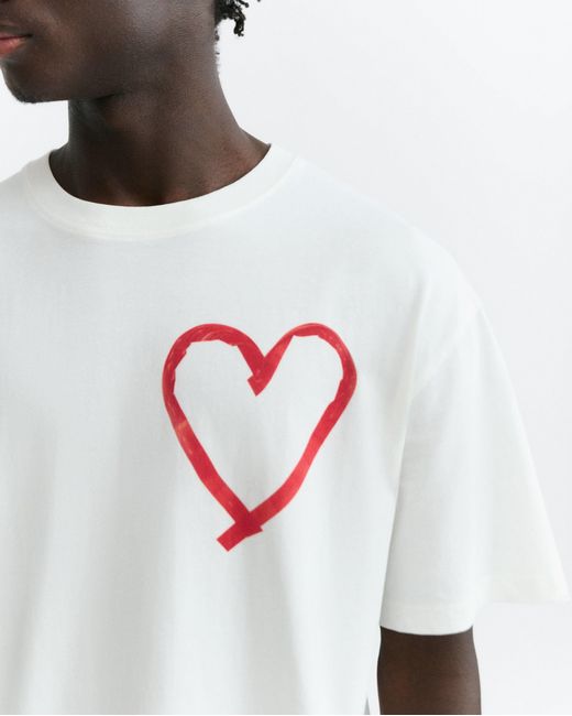 Thinking Mu White Heart Tape Aaron T-Shirt for men
