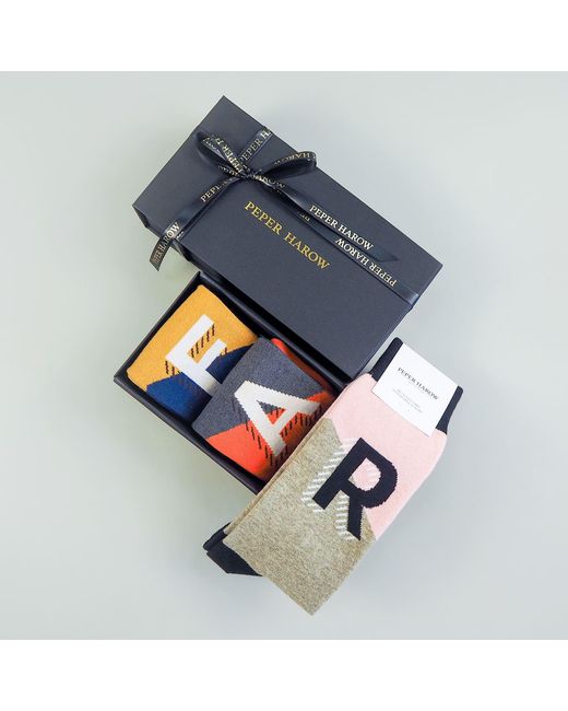 Peper Harow - Made in England Red Alphabet Socks – A for men