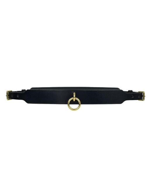 Haute Cuir Black Skinny Ringed Leather Belt