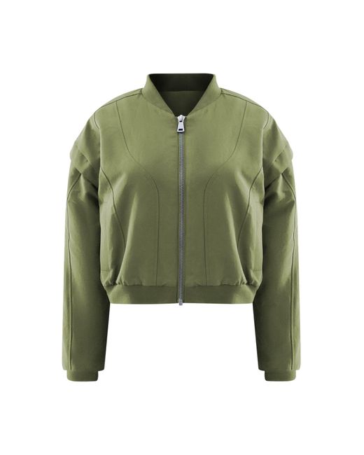 OW Collection Green Yokon Crop Bomber Jacket