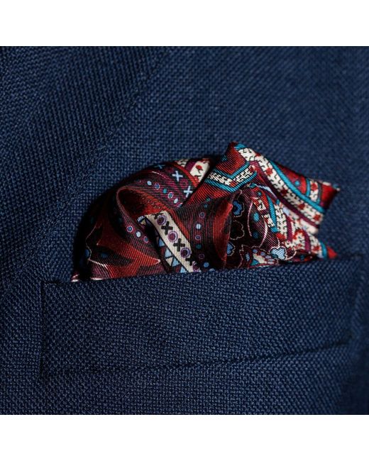 Otway & Orford Purple 'Labyrinth' Paisley Silk Pocket Square for men