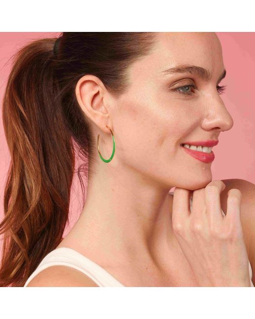 Michael Nash Jewelry Green Ellery And Enamel Hoop Eqrrings