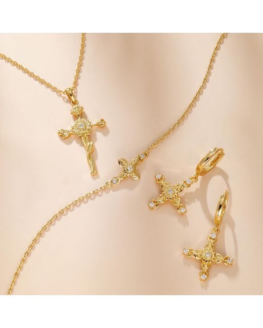 Vanimy Metallic Floral Cross November Sunflower Birth Flower Necklace