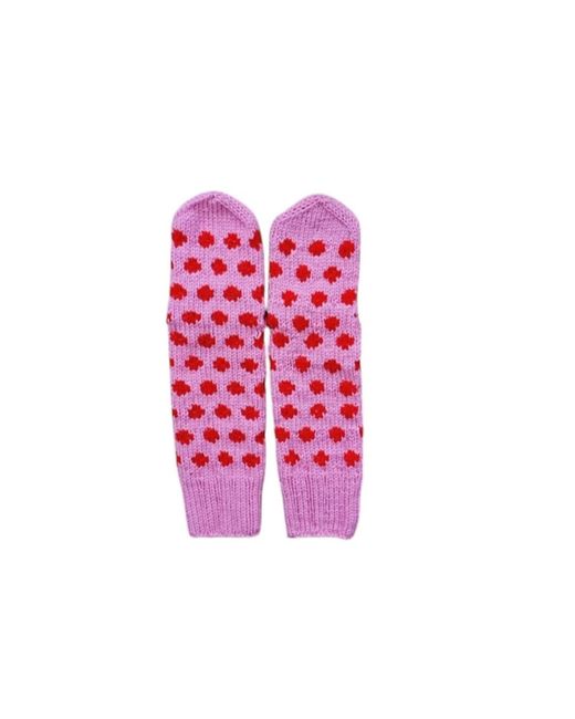 Springmoonatelier Pink Handmade Wool Hat, Gloves, And Socks Set