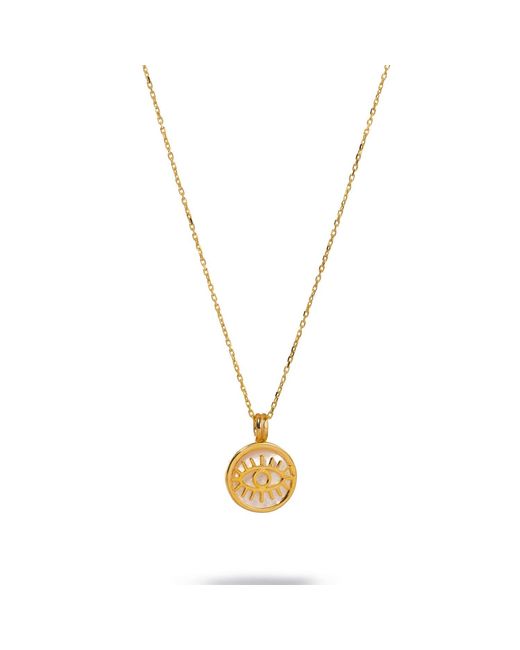 Ebru Jewelry Metallic Pearl & Round Evil Eye Pendant Talisman Necklace