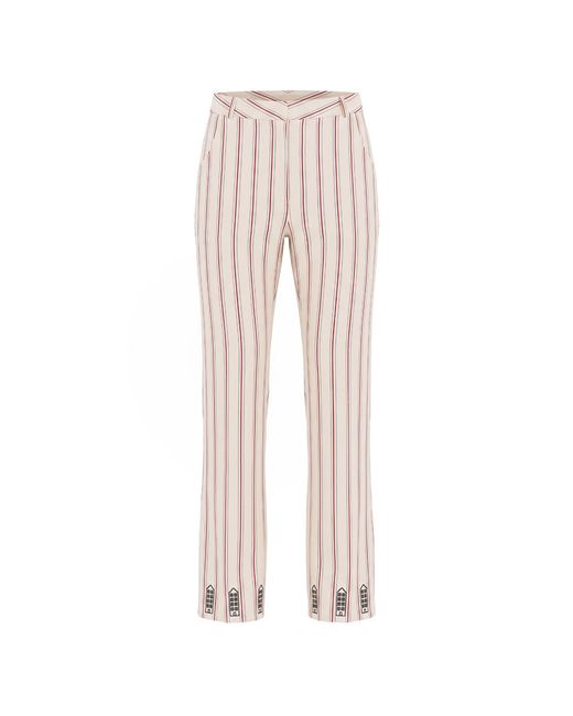 GUILLAUME ALEXANDRE Pink Striped High-Waisted Straight Pants