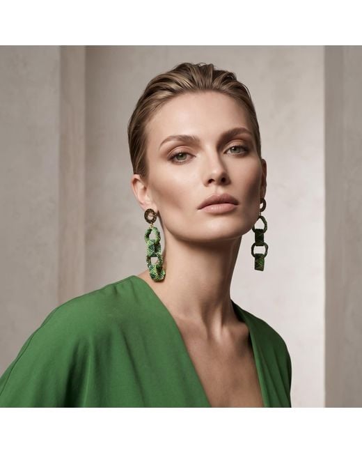 Iliana Arrazola Green Bold Chunky Link Earrings