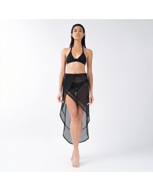 Kim Foley Black Drama Sarong Beach Cover-Up Athletic Wrap Skirt