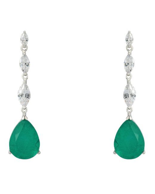 Latelita London Green Zara Teardrop Colombian Emerald Gemstone Earrings Silver