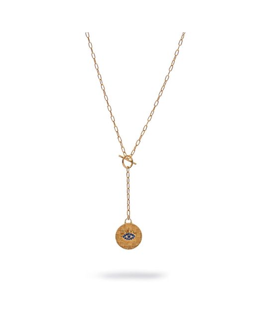 Ebru Jewelry Metallic Sapphire Guardian Evil Eye Lariat Necklace