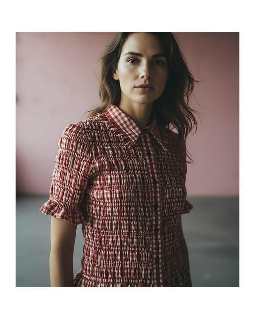 Nooki Design Red Astrid Gingham Blouse