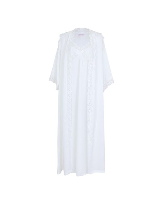 Luna Luz White Fabiola Satin Slip & Robe Ensemble