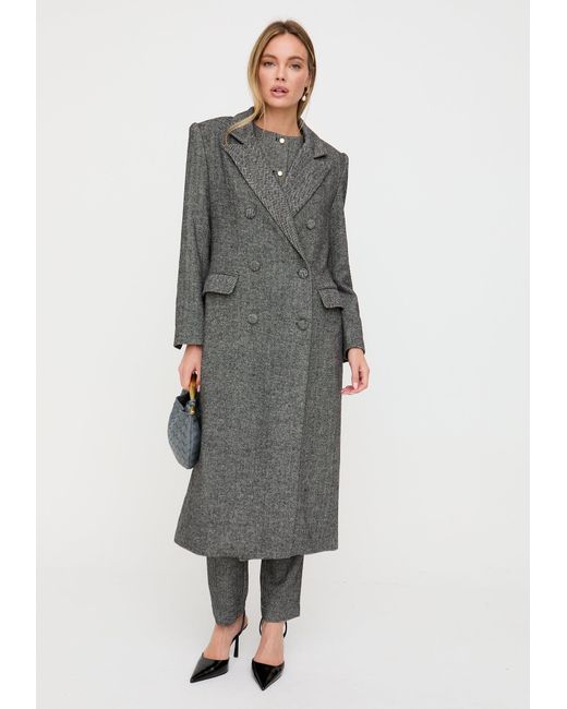 Lily and Lionel Gray Jakki Tailored Herringbone Coat
