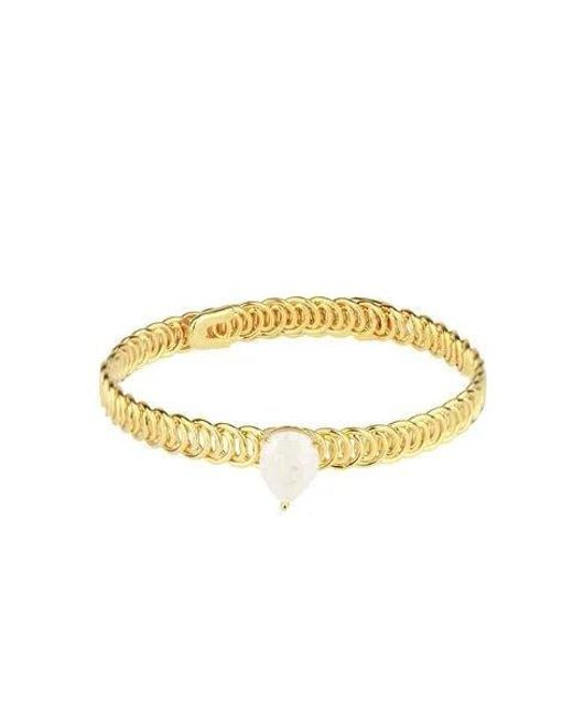 Saachi Metallic Teardrop Stone Bangle Bracelet