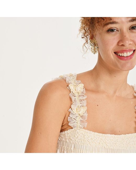 Lalipop Design Natural Neutrals Ruffled Textured Mini Dress
