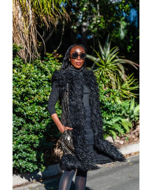 Jennafer Grace Black Zenobia Faux Fur Trim Vest