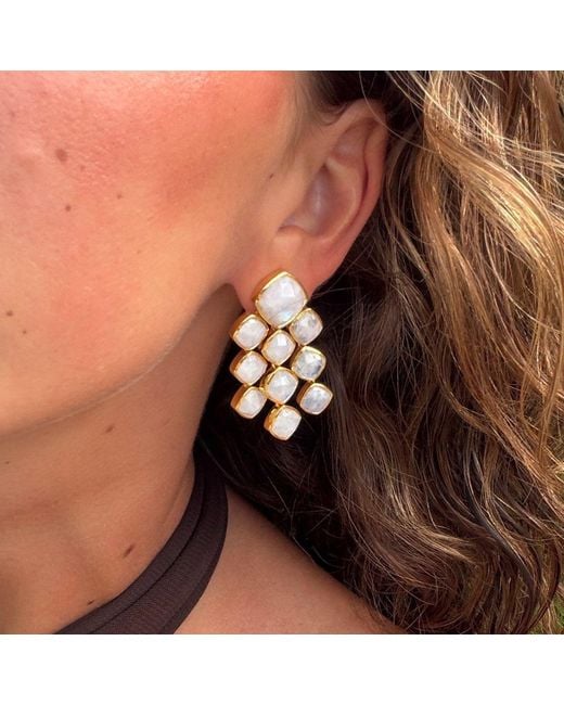 Lulu B London Metallic Moonstone Chandelier Gemstone Earrings