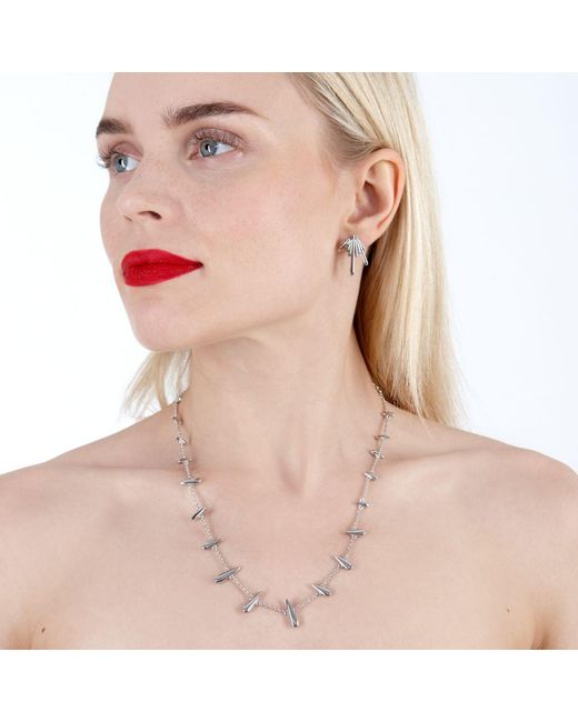Lucy Quartermaine White Sterling Long Shard Station Necklace