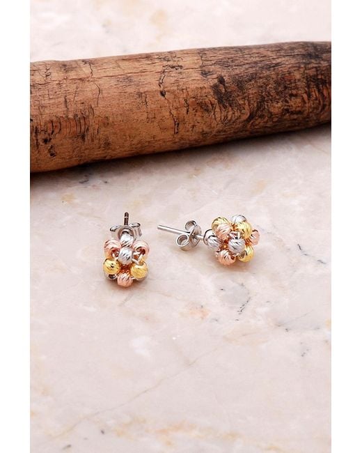 Spero London Metallic Rose Sterling Dorissa Beaded Stud Earring