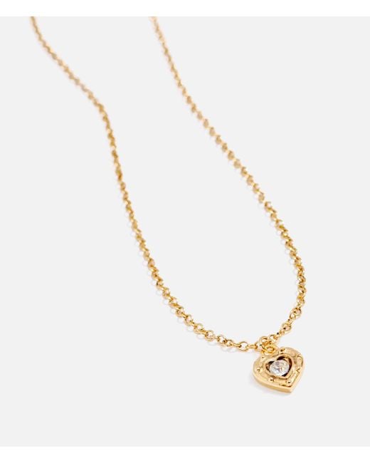Lovard Metallic Mini Rhinestone Heart Necklace