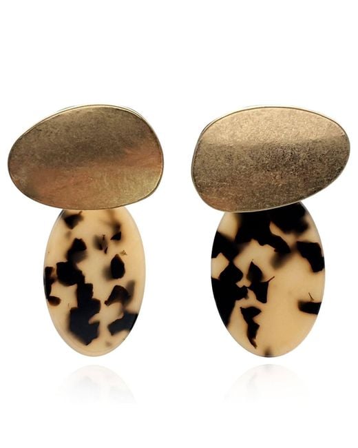 Michael Nash Jewelry Brown Chiara Worn And Tortoise Pierced Resin Drop Earrings