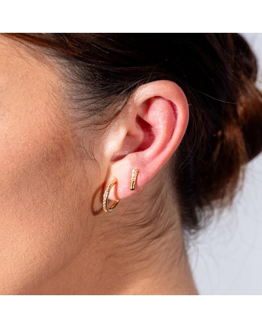 Lucy Quartermaine Metallic Skinny Drop Hoops With Topaz