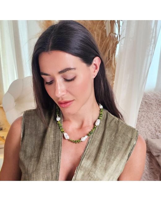 Farra Metallic Bohemian Bamboo Coral With Baroque Pearls Necklace