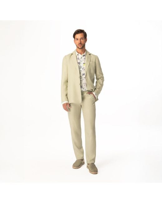 Haris Cotton White Neutrals Solid Lapel Neck Linen Blazer for men