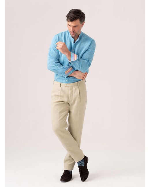 Koy Clothing Blue Linen Shirt for men
