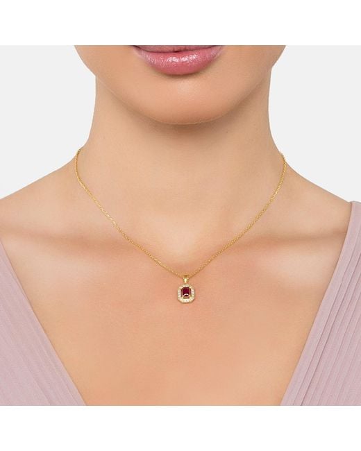 Latelita London Metallic Whistledown Gemstone Pendant Necklace Ruby