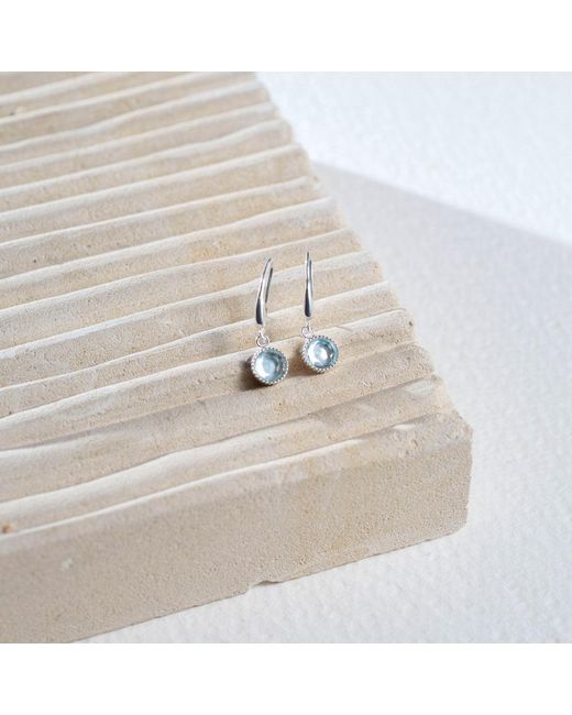Auree Jewellery Blue Barcelona March Topaz Birthstone Hook Earrings