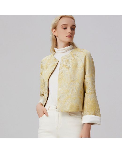Smart and Joy Green Brocade Short Jacket