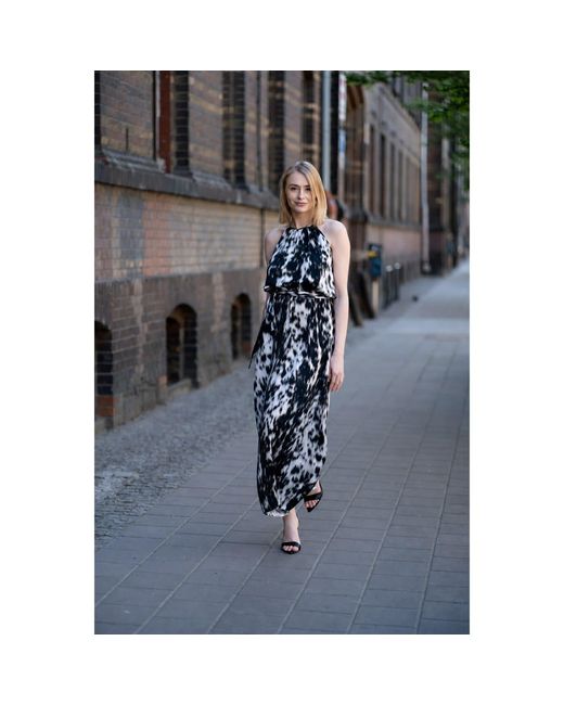 Oh!Zuza Black Neutrals Echo Satin Viscose Rayon Maxi Dress With Belt