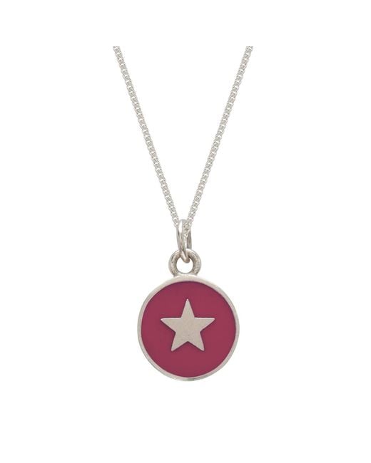 Lime Tree Design Pink Small Star Enamel Necklace Sterling