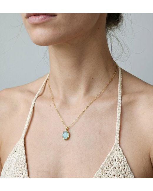 Uchi and Soto Metallic Enso Aqua Stone Necklace