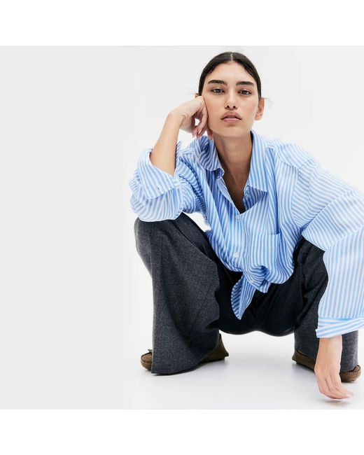 Zenzee Blue Boyfriend Button Up Shirt