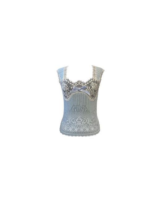 Anna Sui Blue Lingerie Lace Knit Camisole