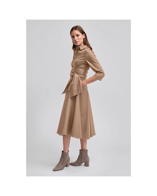 Marianna Déri Brown Taupe Shirt Dress With Tie Belt