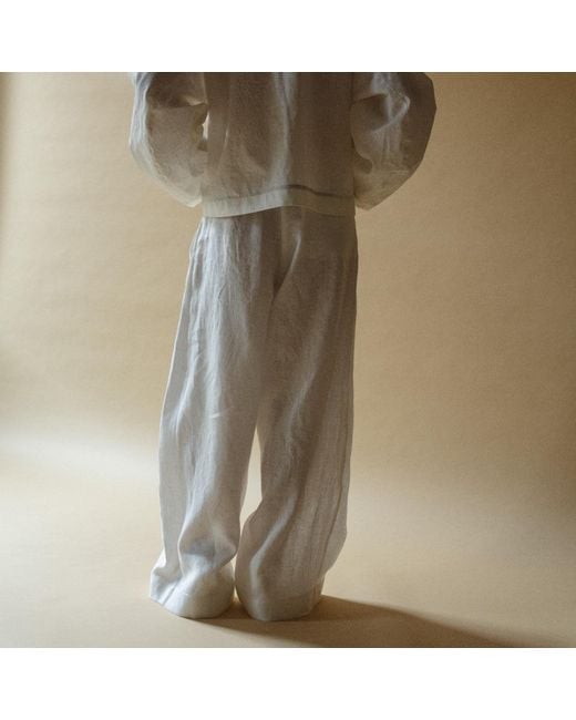 Una Berzina Gray Linen Wide-Leg Trousers