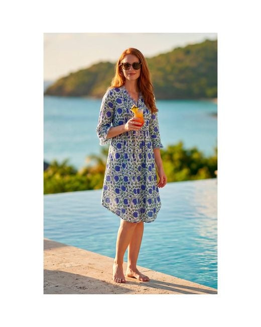 At Last Blue Annabel Cotton Tunic