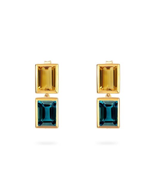 Augustine Jewels Metallic Citrine And Topaz Two Drop Earrings