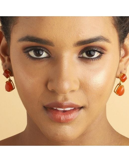 Lila Rasa Orange Scarlet Flame Carnelian Stone Earrings