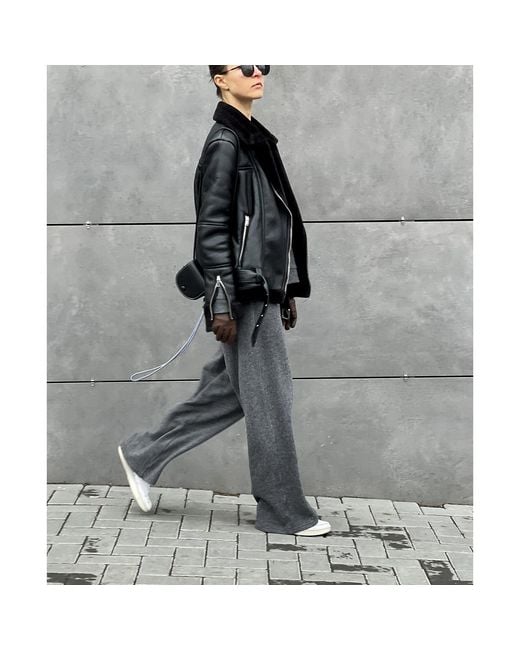 2KStyle Gray Olivia Wool-Blend Knit Wide-Leg Pants And Sweater Set